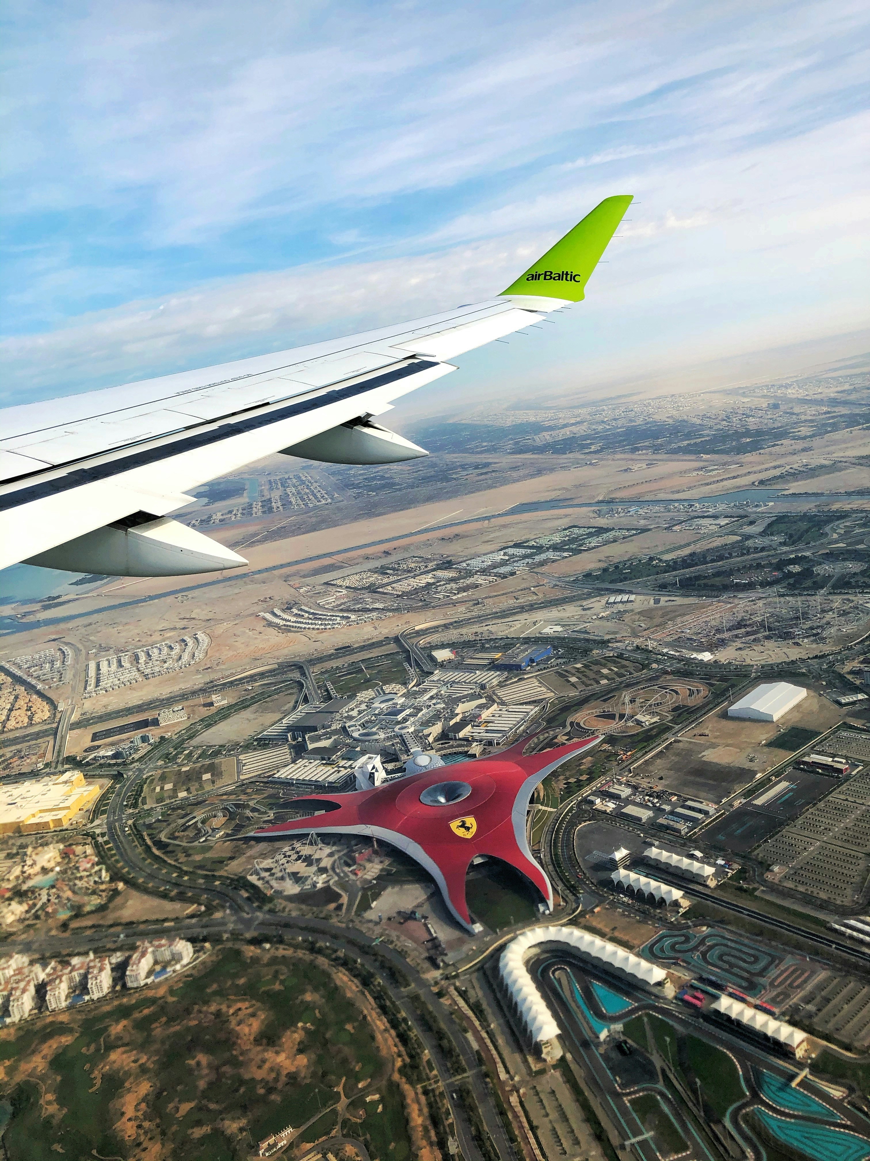 Ferrari World Abu Dhabi yas island Aerial view of Ferrari World Abu Dhabi yas island